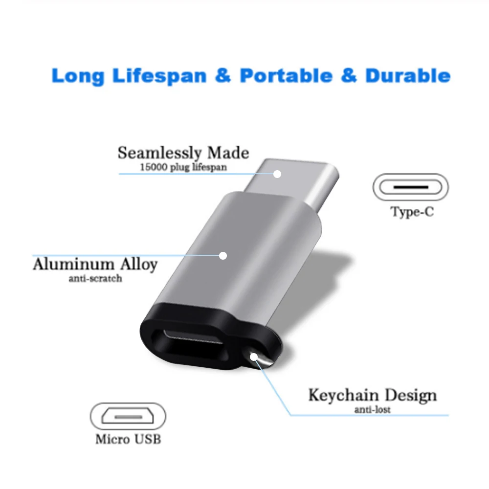 ANSEIP 3 Pack Портативный брелок кабель USB Type C адаптер OTG Micro Usb к конвертер для Huawei Samsung