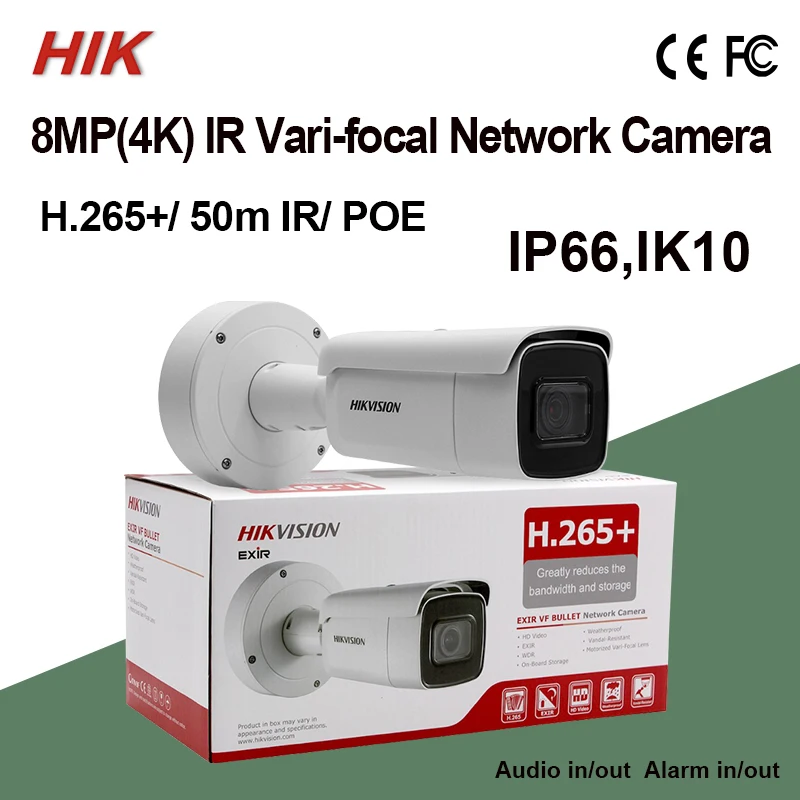 В наличии оригинальная камера Hik 8 Мп 4K H.265 + IK10 Vari focal Bullet сетевая инфракрасная 50 м 2