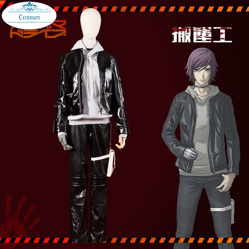 

Anime! Akudama Drive Cube Pusher Hoodie Leather Uniform Cosplay Costume Halloween Party Role Play Outfit Dailydress For Men NEW