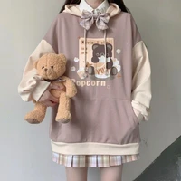 japanese autumn and winter new hoodies for teen girls student kawaii lolita hoodie color matching loose gothic trend hooded