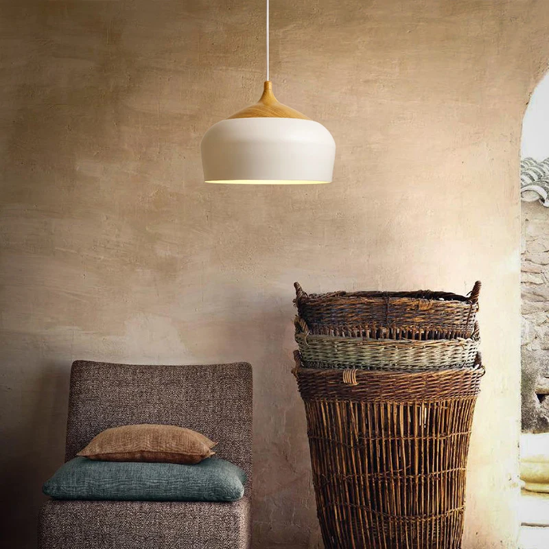 Nordic Япония Алюминий твердой древесины подвесной светильник ресторан Спальня