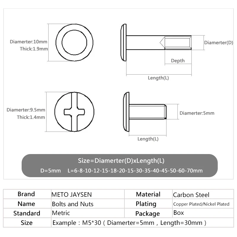 M5 латунный никелированный крестообразный Винт Chicago винты длиной 6 мм-70 мм