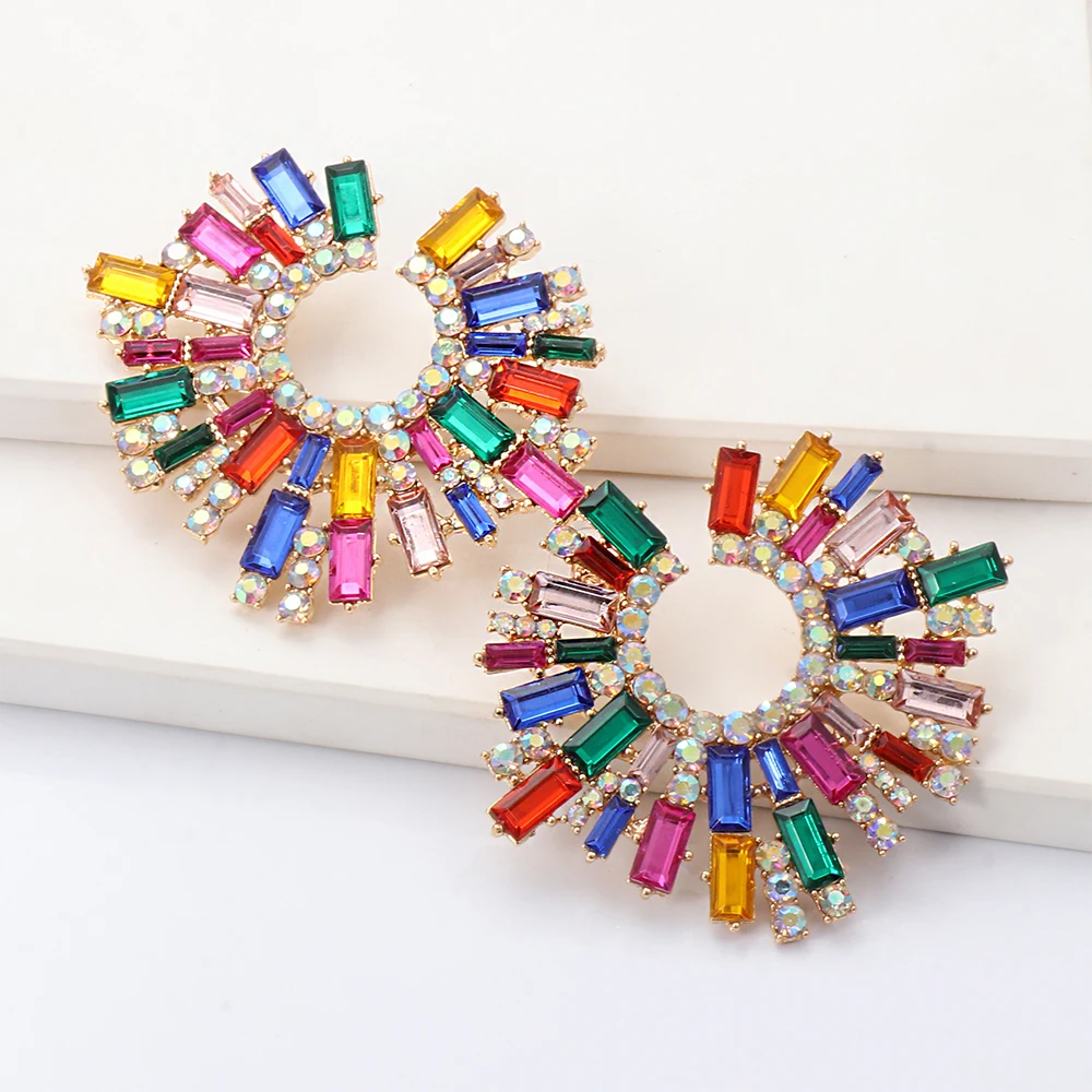 

Infinity Stones Earrings Rainbow New Zircon Luxury Brand 2021 Eternity Stud Statement Earrings Cc Jewelry Wedding Wholesale
