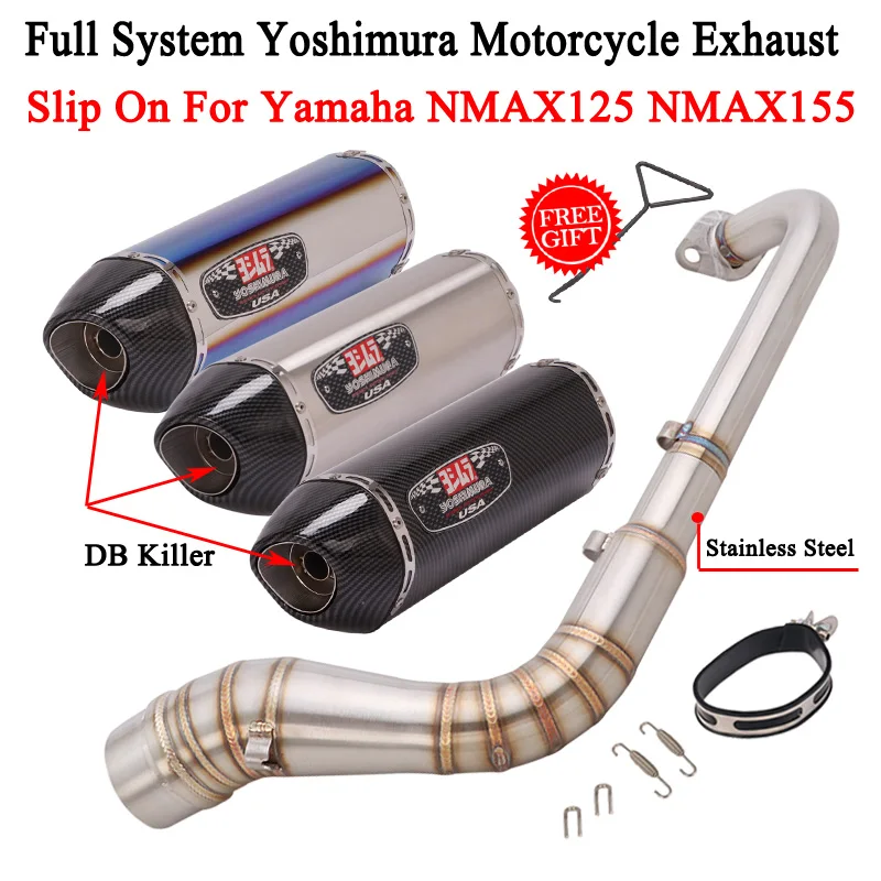 

Slip On For Yamaha NMAX125 NMAX155 NMAX 125 155 Motorcycle Exhaust Escape Modified Front Middle Link Pipe Moto Muffler DB Killer