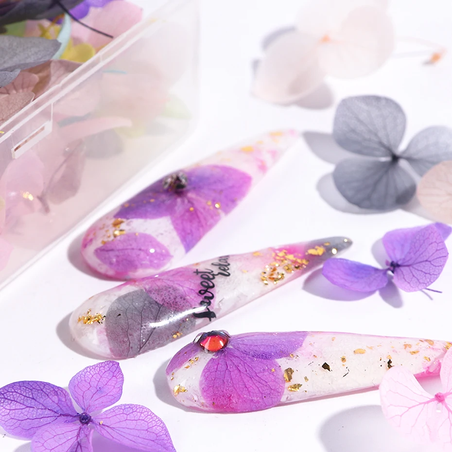 100pcs Fasting Dried Flowers 3D Nail Art Decorations Natural Floral Sticker Charms Nail Designs UV Gel Polish Accessories BE1505