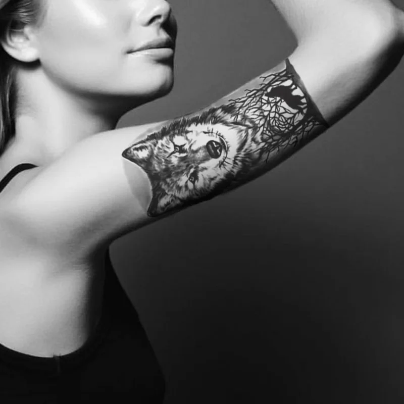 Водостойкая временная татуировка-наклейка реалистичный волк лес тотем