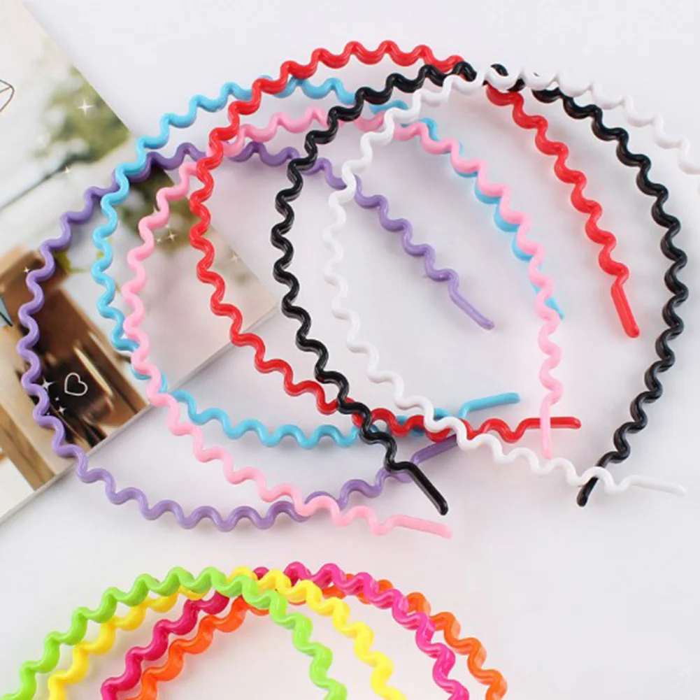 Детский обруч для волос 1 шт. пластиковый карамельных цветов в форме волн женские