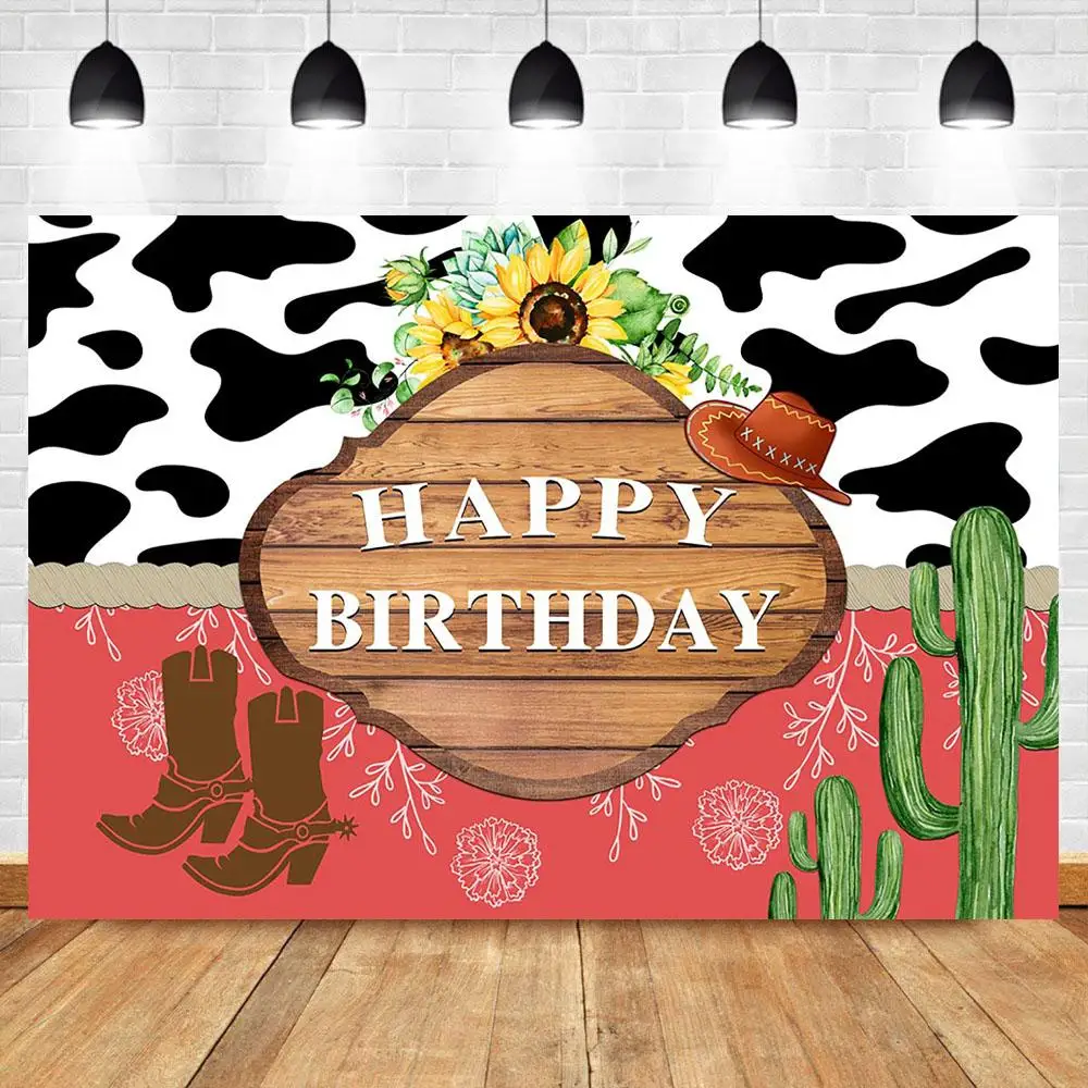 

Фон Nitree с подсолнухами на день рождения, ботинки, ковбойская шляпа, бульфайтинг, баннер на день рождения, фон для фотосессии