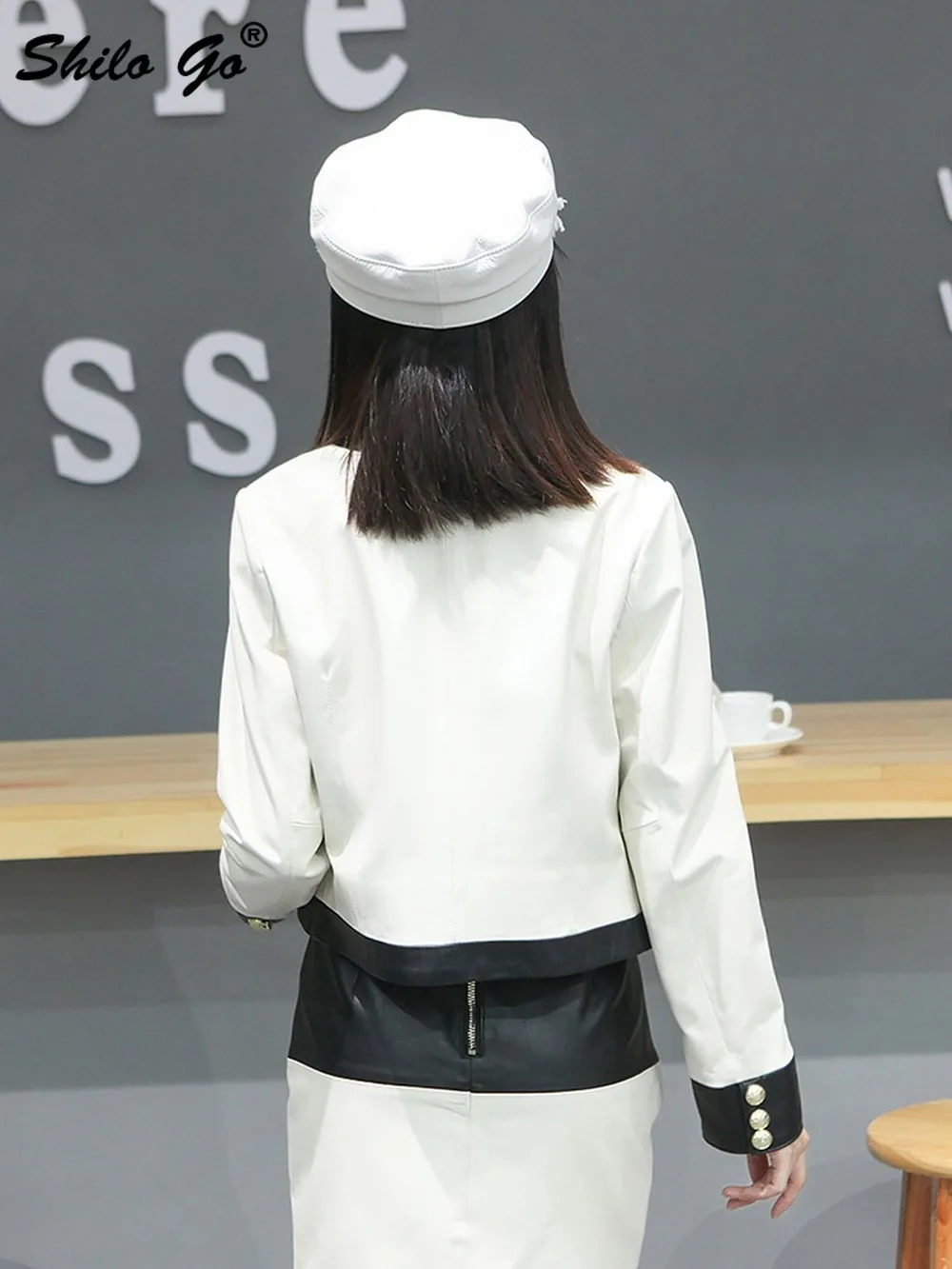 

Elegant O Neck Single Breasted Solid Jacket Women Autumn Spring Office Ladies Work Wear Genuine Leather Coat Sheepskin Outwear