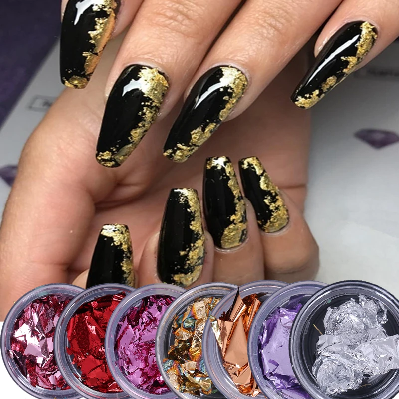 

1 Box Foil Nail Decoration Fashion Gold Colorful Party DIY Shiny Glitter Irregular Aluminum Tin Foil Face Makeup Nail Toe Art