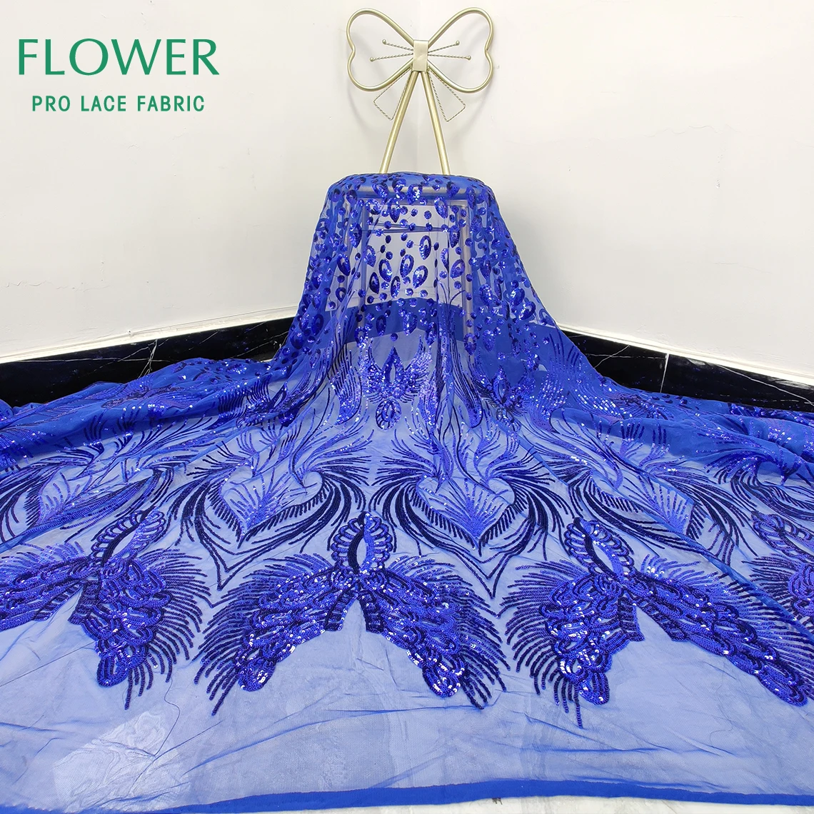 Черная сенегавская французская сетчатая кружевная ткань с блестками