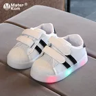 Кроссовки Детские со светодиодной подсветкой, дышащие светящиеся ботинки для начинающих ходить мальчиков, размеры 21-30