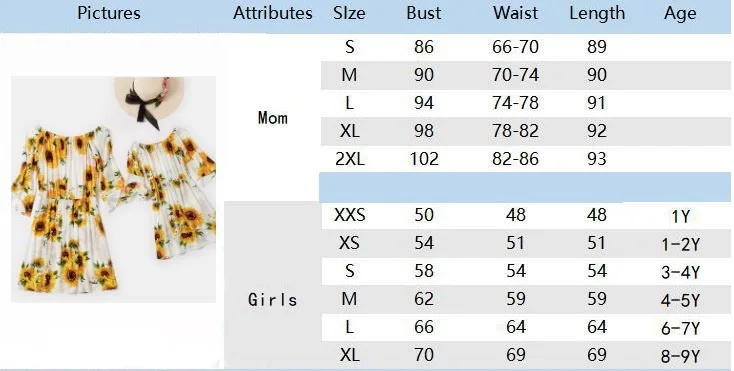 

Sunflower Mom Mother Daughter Dresses Family Look Boat Neck Mommy and Me Matching Clothes Women Girls Mum & Baby Dress Outfits