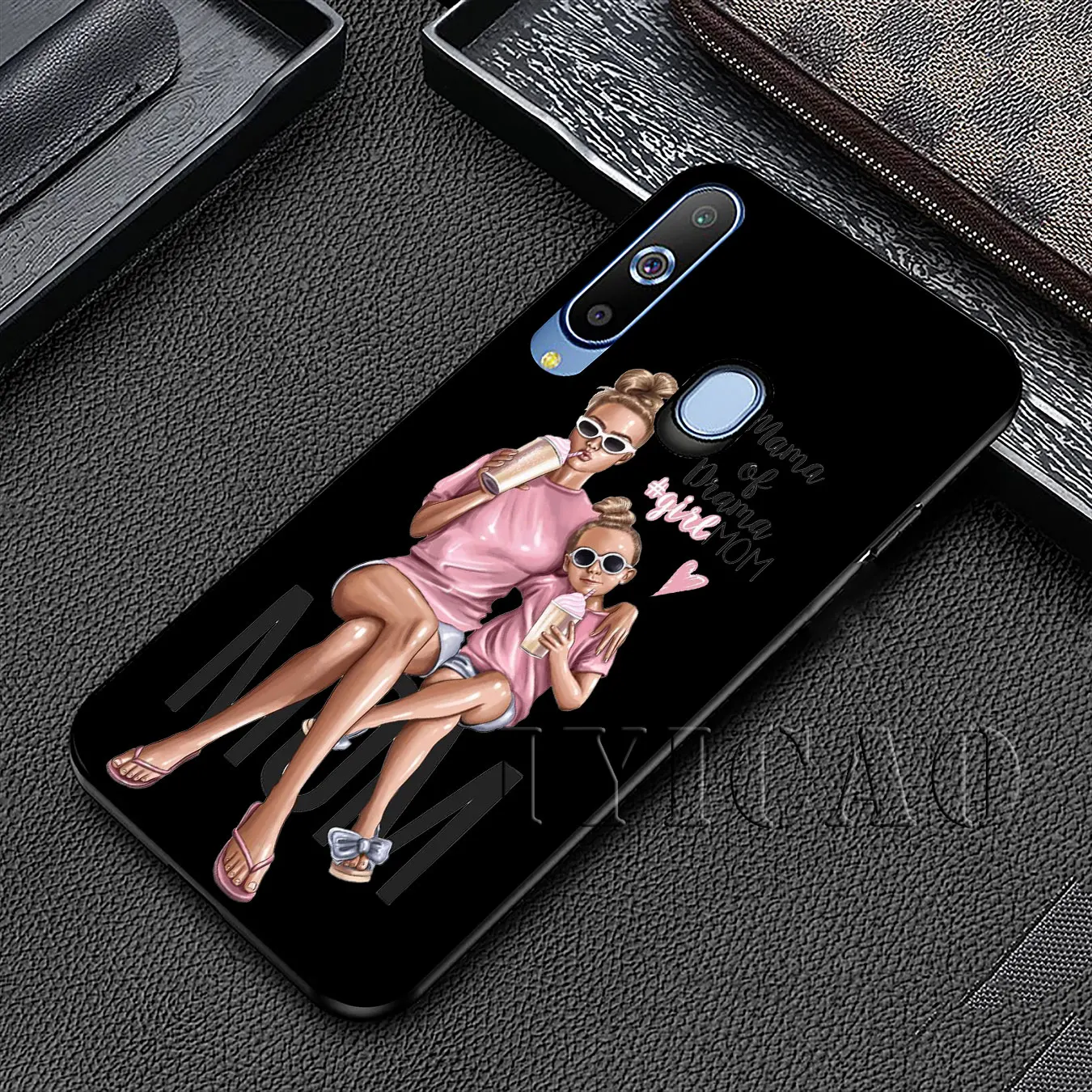 IYICAO Black Brown Hair Baby Mom Girl Queen Soft Case for Samsung Galaxy A51 A71 A81 A91 A41 A21 A11 A01 M10 M20 M30 M40 |