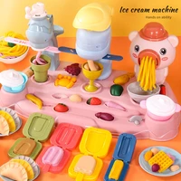 pretend to play piggy noodle machine family play house toy set colored clay plasticine ice cream machine mold childrens toys