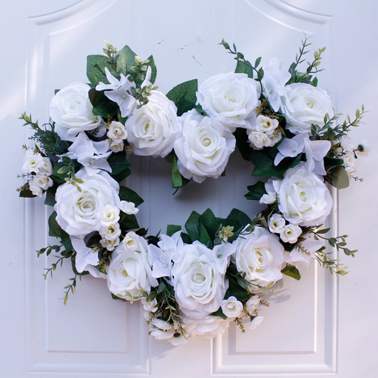 

Heart Whtie Artificial wreath rostesque Door Decoration Garland Wall Hanging Home Decoration Decor for wedding or party