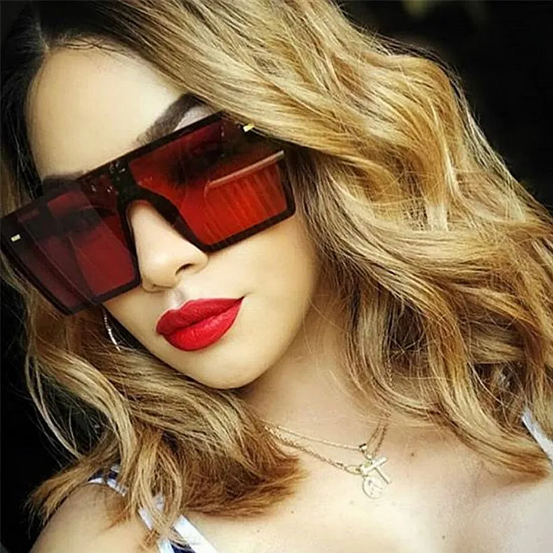 Square Oversized Sunglasses Women Flat Top Gafas Shades For Women Sun glasses okulary New Luxury Sunglasses UV400