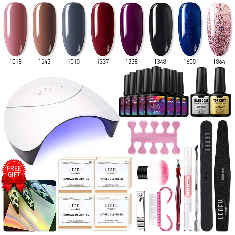 Лампа для ногтей Modelones Гель лак инструменты маникюрный набор замачиваемый