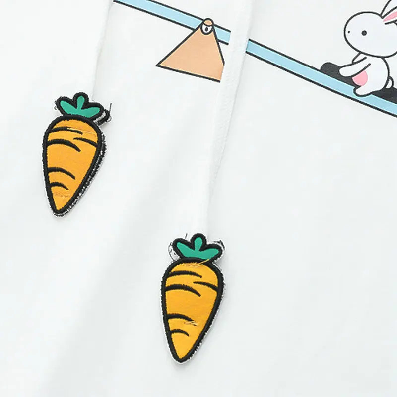 

2021 Spring New Thin Hoodie Harajuku Kawaii Rabbit Seesaw Print Stitching Pullover Hooded Loose Women's Sweet Sweatshirt 2112650