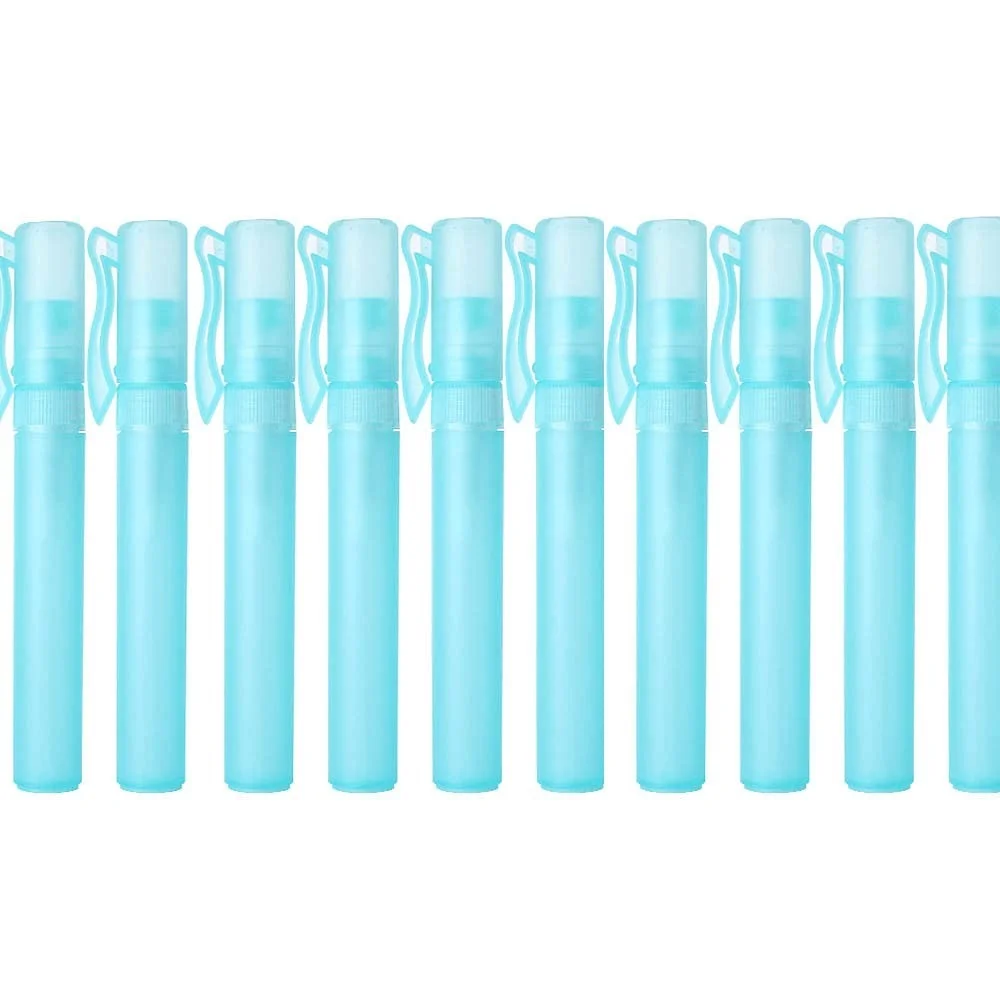 

10pcs 10ml Blue Pen Spray Bottle Portable Empty Plastic Spray Tube Containers for Travel Perfume Essential Oils and Makeup