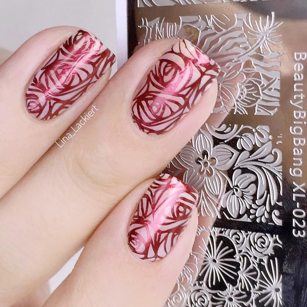 Прямоугольная форма для ногтей из нержавеющей стали с цветочным