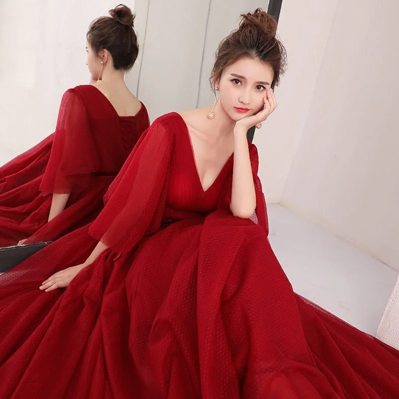 Повязку лук бордовый vestidos de fiesta noche вечерние платья длинное платье E33 | Свадьбы и