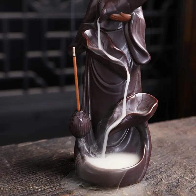 

Smoke Waterfall Backflow Incense Burner Home Decor Beautiful Girl Incense Burner Ceramic Incense Stick Holder Censer Decoration