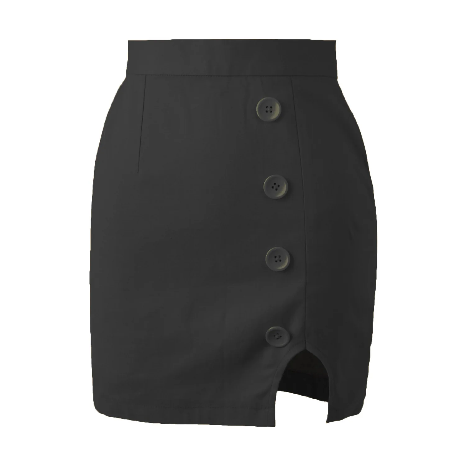

Sexy Bag Hip Cotton Skirt Summer High Waist Button Split Solid Color Slim Straight Mini Skirt Women