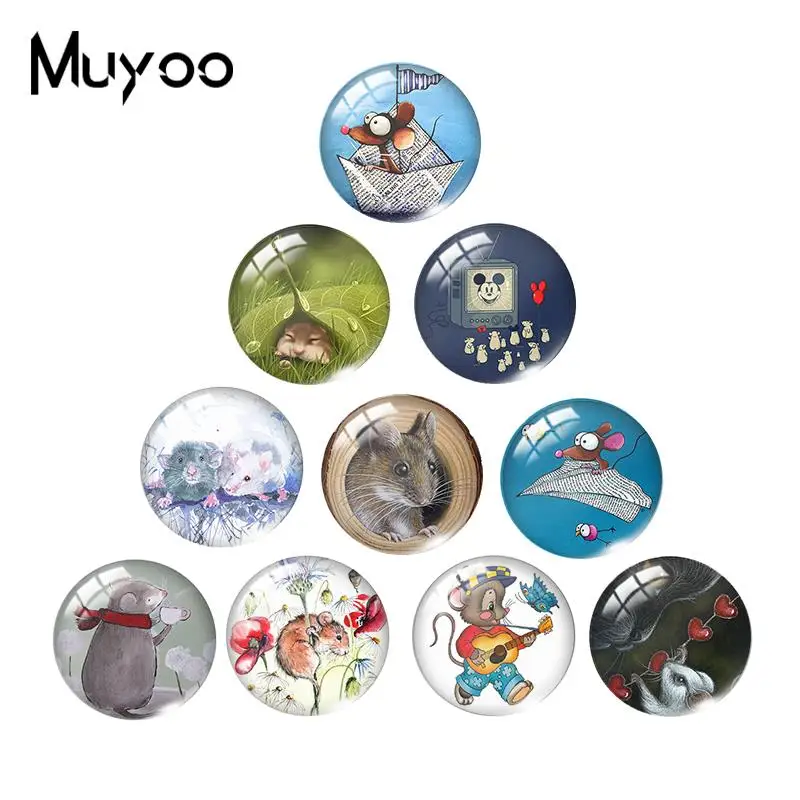 Новинка 2019 забавные мультяшные мышки стеклянный купол кабошон мыши