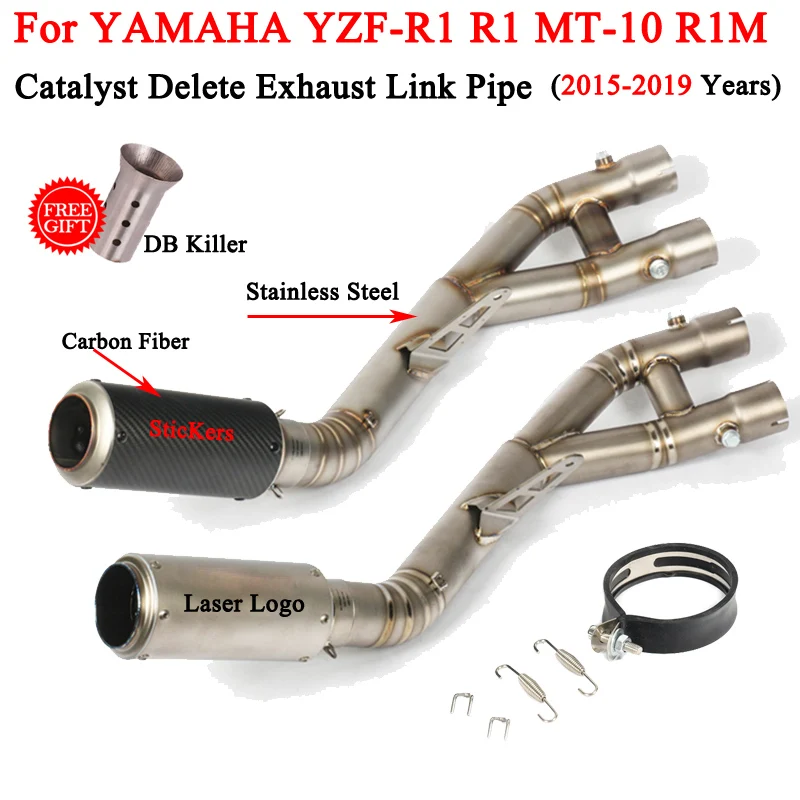 Slip On For Yamaha YZF-R1 r1 MT10 R1M 2015-2019 Motorcycle Exhaust Modify Escape Muffler Mid Link Pipe Cat Delete Moto DB Killer