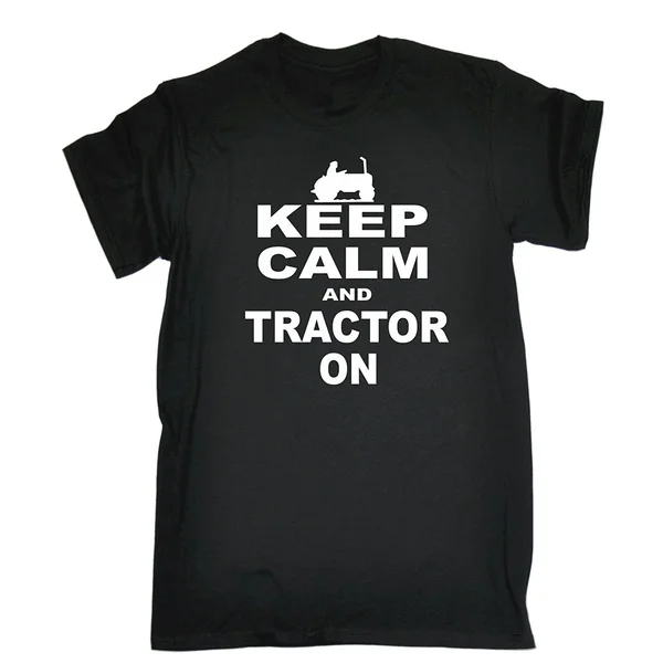 

Men's Keep Calm And Tractor On T-SHIRT Funny Christmas Casual Birthday Tee