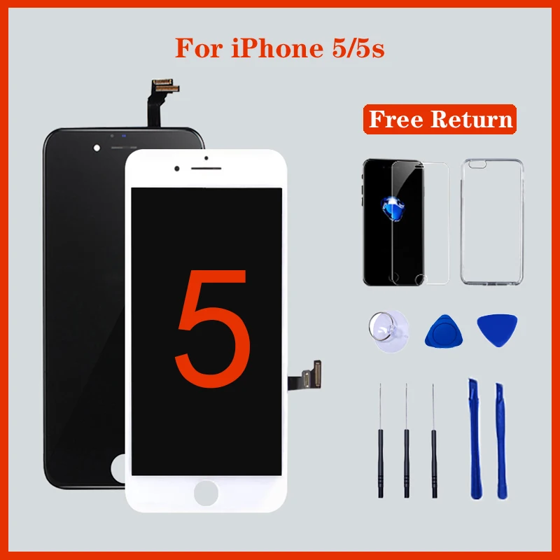 Free Shipping AAA+ Quality 100% Good LCD Touch Screen Glass Digitizer Display Assembly For iPhone5/5s Send tool kit | Мобильные