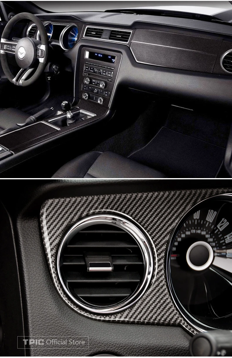 Для Ford Mustang 2009-2013 Автомобильные наклейки из углеродного волокна приборная панель внутренняя отделка Литые декоративные полосы