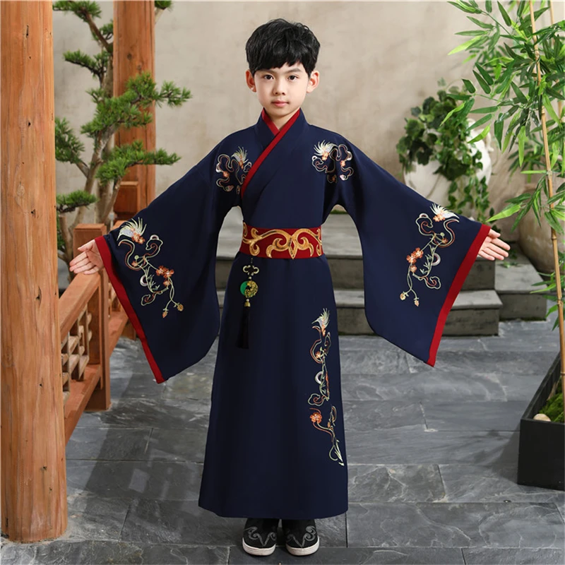 

2021 Детская школьная форма, детская одежда для представлений, сценический костюм в традиционном китайском стиле династии Тан ханьфу для маленьких мальчиков вечерние платье танцевальные костюмы