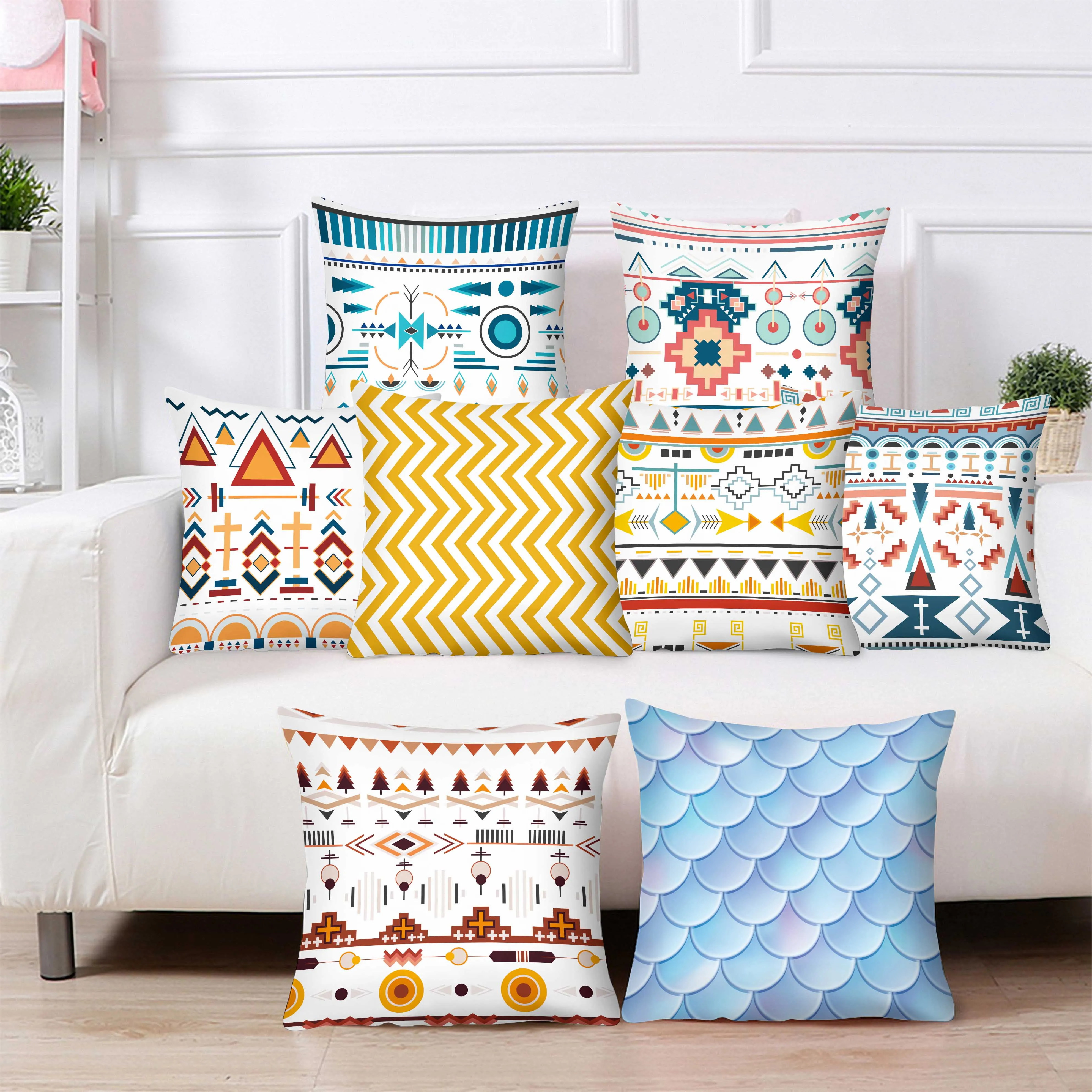 

Geometry Pillowcase Colored Lines Pillow Cover Home Decor Cushion Cover Print Car Pillow Cases 45x45cm Sofa Decorative Pillows