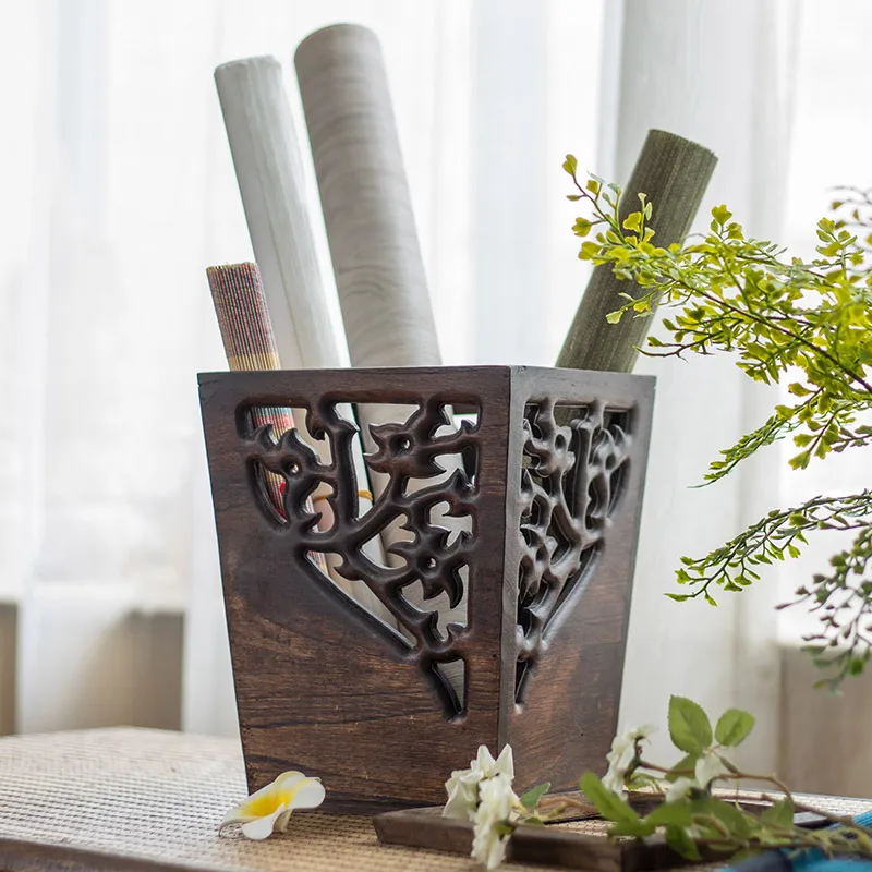 Мусорная корзина из массива дерева многофункциональный контейнер для мусора в