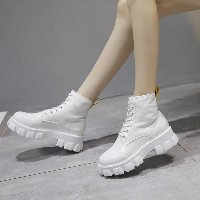 Fujin/женские ботинки Повседневные женские водонепроницаемые из лакированной кожи