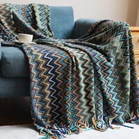 hand knitted blanket with tassel summer blanket bed sofa travel breathable chic bohemian soft comfortable blanket decoration