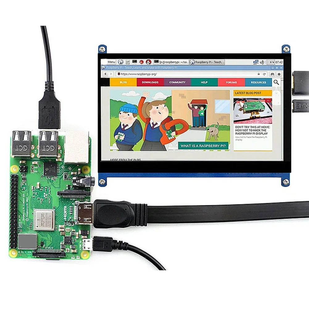 7 Inch 1024x600 Model HDMI LCD Display Monitor Capacitive Computer Practical Touch Screen HD Accessories Gaming For Raspberry Pi |