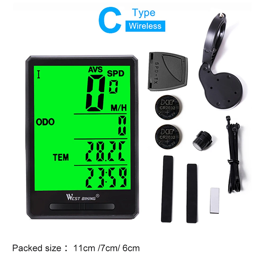 

Bicycle Wireless Speedometer and Odometer IPX6 Waterproof Multi Function Cycle Bike Computer with LCD Backlight Display
