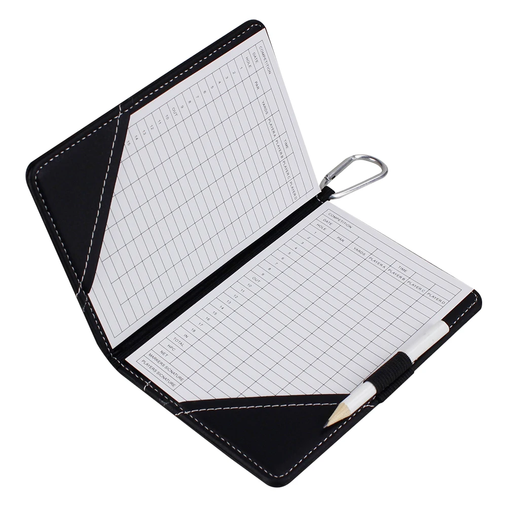 Golf Scorecard Holder Leather Score Card With Hook Ball Marker Supplies