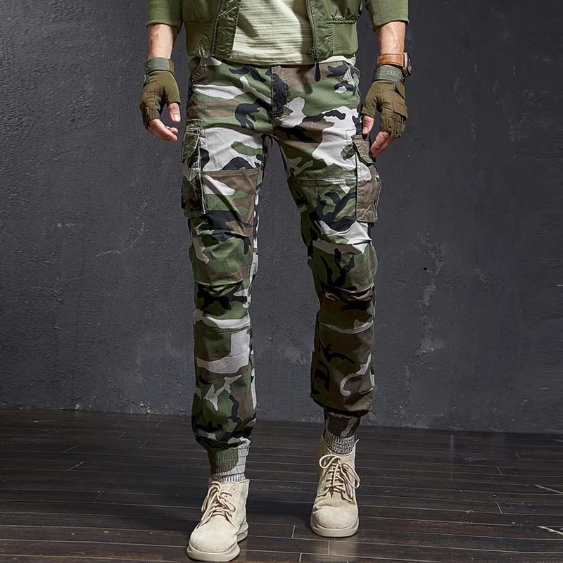 Fashion High Quality Slim Military Camouflage Casual Tactical Cargo Pants Streetwear Harajuku Joggers Men Clothing Trousers images - 6