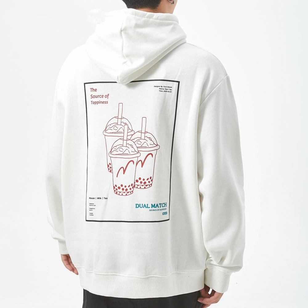 

Funny Milk Tea Source of Tappiness Print Hooides Pullover Streetwear Women's Hip Hop Harajuku Casual Hooded Sweatshirts Tops Men
