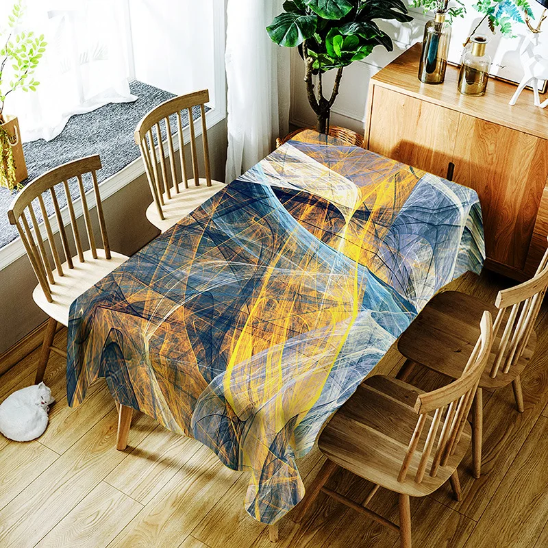 

Printed stripe pattern washable decorative household waterproof tablecloth