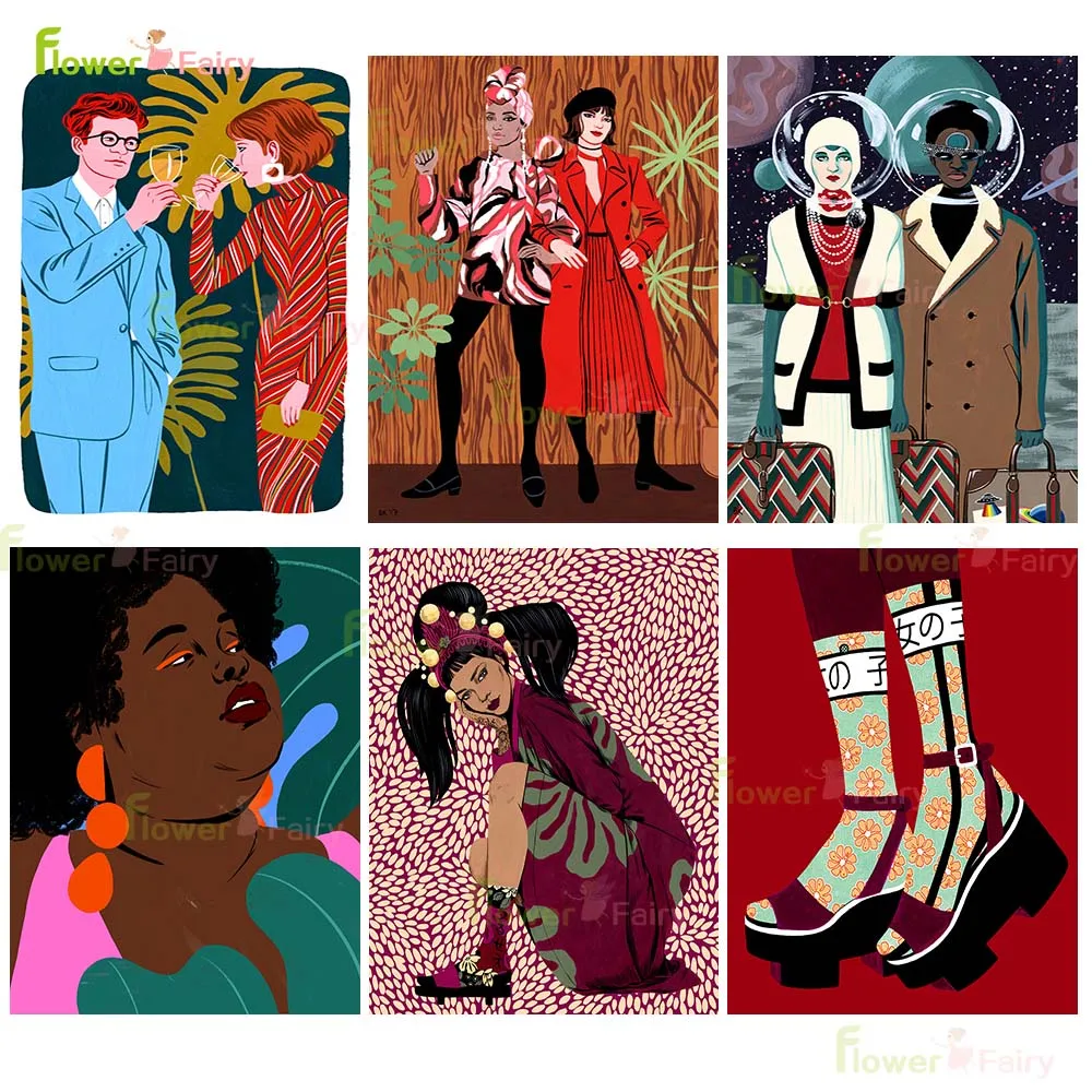 

Personality Girl Modern Woman Nordic Poster Wall Art Canvas Painting Posters Wall Pictures For Living Room Home Decor Unframed