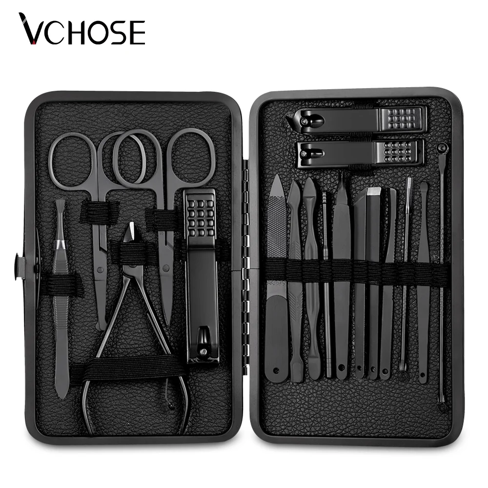 Кусачки для ногтей из двух вещей черно нержавеющей Полный Функция маникюрный