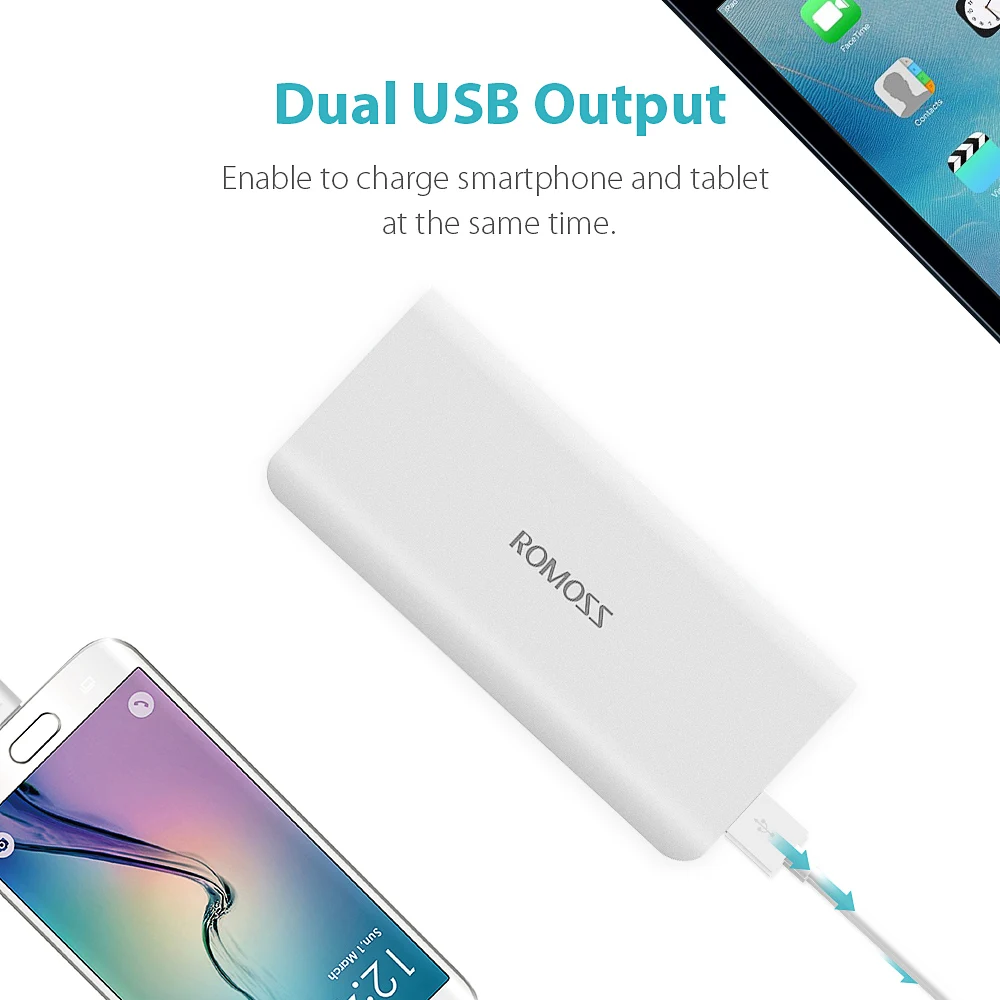 ROMOSS портативное зарядное устройство 10000 мАч мини USB Внешнее для Xiaomi iPhone|Внешние