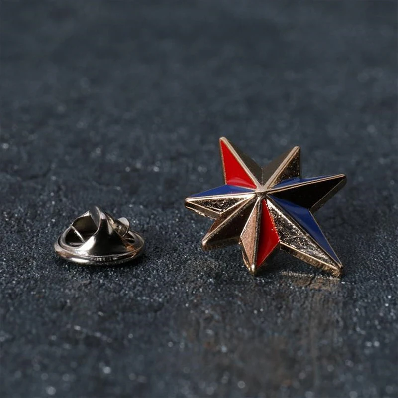 

2PCS/set Retro Star Gold Red Blue Brooches Metal Enamel Casual Party Brooch Pins Gifts Fashion Dress Coat Accessory Cute Jewelry