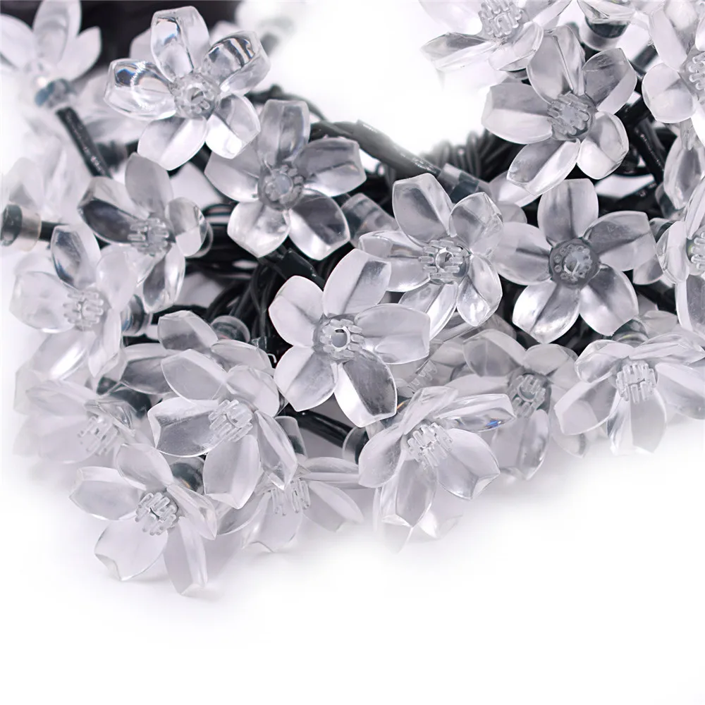 Цветущая вишня 20/30/50/60LED Солнечный Сказочный светильник гирлянда на открытом