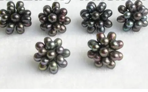 

wholesale 3piece black freshwater pearls Earrings